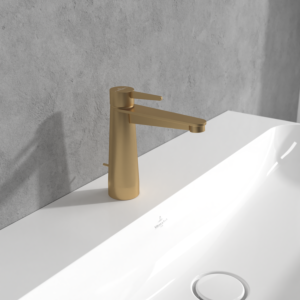 Villeroy et Boch Conum monocommande mitigeur lavabo TVW12700300076 avec tirette garniture de vidange , or brossé