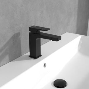 Villeroy et Boch Architectura Square mitigeur lavabo TVW125001000K5 avec tirant garniture de vidange , noir mat