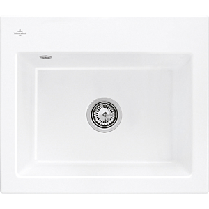 Villeroy &amp; Boch Subway 60 S built-in sink 330902KG with drain fitting and eccentric operation, 600 x 510 mm, Snow White