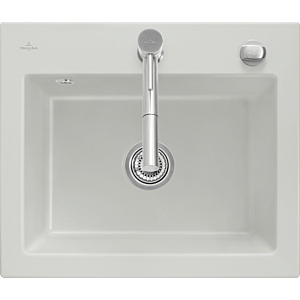 Évier à encastrer Villeroy et Boch Subway 60 S 330902SM avec garniture de vidage , commande excentrique, 600 x 510 mm, vapeur CeramicPlus