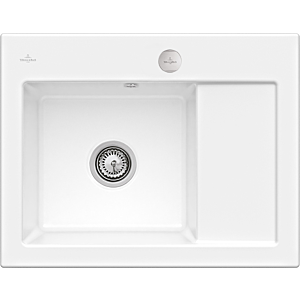 Villeroy & Boch Subway 45 Compact Einbauspüle 331202KG links, mit Ablaufgarnitur und Exzenterbetätigung, 650 x 510 mm, Snow White