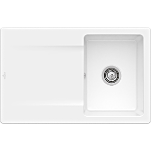 Villeroy and Boch flush-mounted sink 33342FR1 with drain fitting and eccentric actuation, white