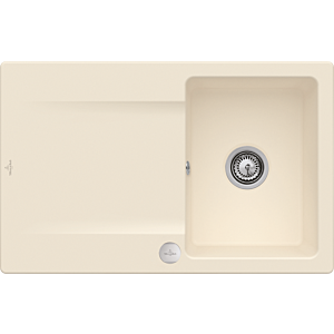 Villeroy and Boch flush-mounted sink 33342FFU with drain fitting and eccentric actuation, Ivory