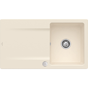 Villeroy and Boch flush-mounted sink 33352FFU with drain fitting and eccentric actuation, Ivory