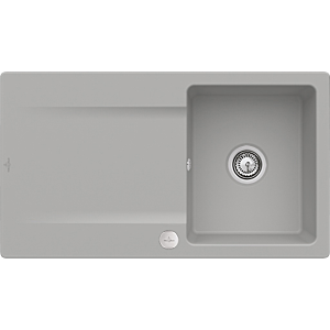 Villeroy et Boch évier à chasse d&#39;eau 33352FKD avec garniture de vidage et actionnement excentrique, Fossil