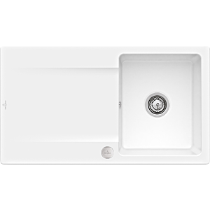 Villeroy und Boch Flächenbündige Spüle 33352FKG mit Ablaufgarnitur und Exzenterbetätigung, Snow White