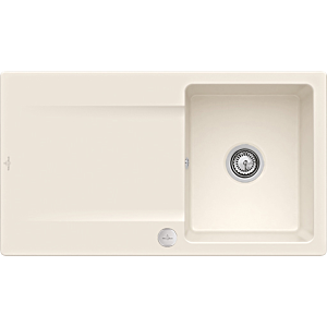 Villeroy et Boch évier à chasse d&#39;eau 33352FKR avec garniture de vidage et actionnement excentrique, Crema