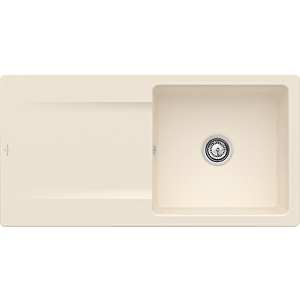 Villeroy and Boch Siluet flush-mounted sink 33362FFU with waste set and eccentric operation, Ivory
