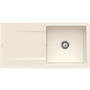 Villeroy and Boch Siluet flush-mounted sink 33362FKR with drain fitting and eccentric actuation, Crema