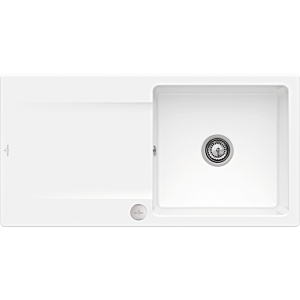 Villeroy and Boch Siluet flush-mounted sink 33362FR1 with drain fitting and eccentric operation, white