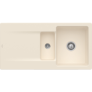 Villeroy and Boch Siluet flush-mounted sink 33372FFU with waste set and eccentric operation, Ivory
