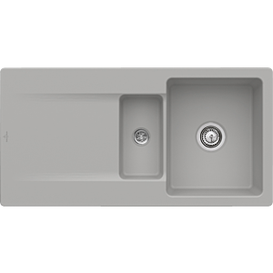 Villeroy and Boch Siluet flush-mounted sink 33372FKD with drain fitting and eccentric operation, Fossil