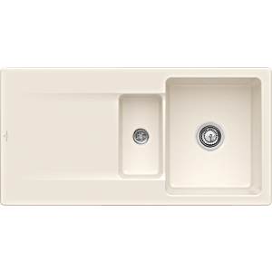 Villeroy and Boch Siluet flush-mounted sink 33372FKR with drain fitting and eccentric actuation, Crema