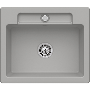 Villeroy et Boch Siluet évier à chasse d&#39;eau 33462FKD avec garniture de vidage et actionnement excentrique, Fossil