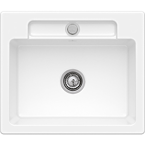 Villeroy et Boch Siluet évier à chasse d&#39;eau 33462FKG avec garniture de vidage et actionnement excentrique, Blanc Neige