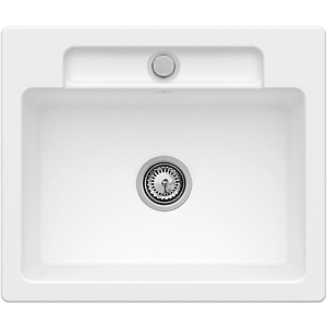 Villeroy et Boch Siluet évier à chasse d&#39;eau 33462FRW avec garniture de vidage et actionnement excentrique, Stone White