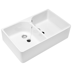 Villeroy & Boch Doppelspülbecken O.novo 633100R1 79,5x22x50cm,mit Überlauf, weiss alpin ceramicplus