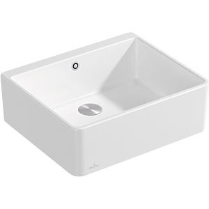 Villeroy and Boch single bowl sink 636002RW drain fitting with eccentric operation, Stone White