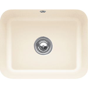 Villeroy and Boch undermount sink 670602FU with drain fitting, eccentric operation, fastening kit, ivory