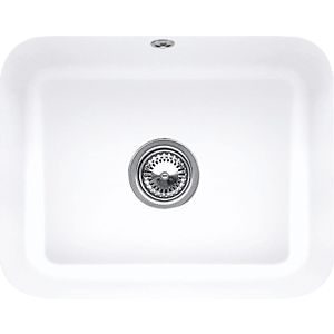 Villeroy and Boch undermount sink 670602RW with drain fitting, eccentric operation, fastening kit, Stone White