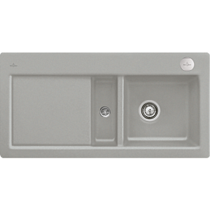 Villeroy und Boch Subway Flächenbündige Spüle 67122FKD Becken rechts, mit Ablaufgarnitur und Excenterbetätigung, Fossil