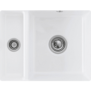 Villeroy and Boch undermount sink 675802RW with drain fitting and eccentric operation, Stone White