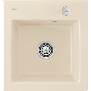 Villeroy and Boch Subway flush-mounted sink 67812FFU with waste set and eccentric actuation, Ivory