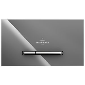 Plaque de déclenchement WC Villeroy &amp; Boch ViConnect 922160RA double chasse, gris brillant, verre de sécurité
