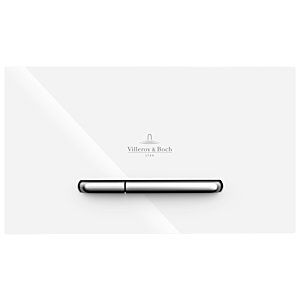 Plaque de déclenchement WC Villeroy &amp; Boch ViConnect 922169N5 plastique, 253 x 145 x 20 mm, double chasse, blanc mat, boutons mats chromé