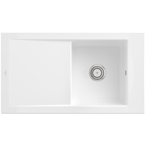 Villeroy & Boch Timeline sink 330701KG with waste set and manual operation, Snow White