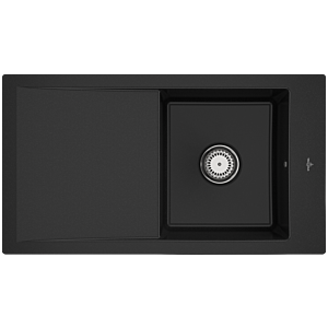 Villeroy et Boch Timeline 50 Évier plat à chasse d&#39;eau 33071FJ0 avec garniture de vidage et commande manuelle, chromite