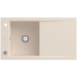 Villeroy and Boch Timeline 50 Flat flush-mounted sink 33072FFU with drain fitting and eccentric actuation, Ivory