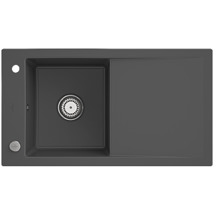 Villeroy and Boch Timeline 50 Flat flush-mounted sink 33072Fi4 with drain fitting and eccentric actuation, graphite