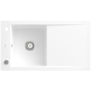 Villeroy and Boch Timeline 50 Flat flush-mounted sink 33072FKG with drain fitting and eccentric actuation, Snow White