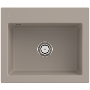 Villeroy und Boch Subway 60 S Einbauspüle 330901AM mit Ablaufgarnitur und Handbetätigung, 600 x 510 mm, Almond