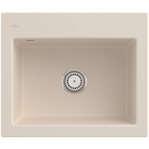 Villeroy und Boch Subway 60 S Einbauspüle 330901FU mit Ablaufgarnitur, 600 x 510 mm, Handbetätigung, ivory CeramicPlus