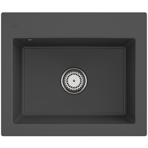 Villeroy &amp; Boch Subway 60 S built-in sink 330901i4 with drain fitting and manual operation, 600 x 510 mm, graphite