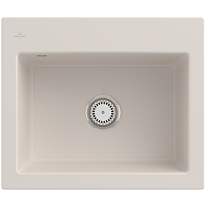 Villeroy and Boch Subway 60 S built-in sink 330901KR with waste set, 600 x 510 mm, manual operation, crema CeramicPlus