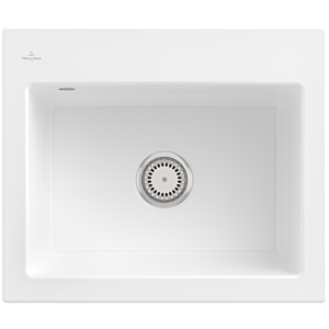 Évier encastrable Villeroy et Boch Subway 60 S 330901R1 avec garniture de vidage , 600 x 510 mm, commande manuelle, blanc alpin CeramicPlus