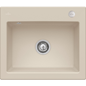 Évier à encastrer Villeroy et Boch Subway 60 S 330902AM avec garniture de vidage , commande excentrique, 600 x 510 mm, amande CeramicPlus