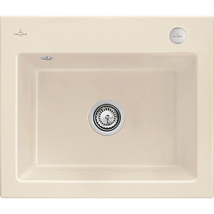 Villeroy and Boch Subway 60 S built-in sink 330902FU with drain fitting, eccentric operation, 600 x 510 mm, ivory CeramicPlus