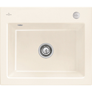 Villeroy and Boch Subway 60 S built-in sink 330902KR with drain fitting, eccentric operation, 600 x 510 mm, crema CeramicPlus