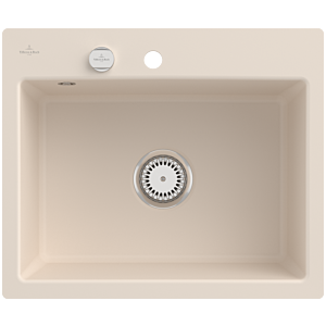 Villeroy and Boch Subway flush-mounted sink 33092FFU with waste set and eccentric operation, Ivory