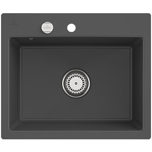 Villeroy and Boch Subway flush-mounted sink 33092Fi4 with waste set and eccentric operation, graphite