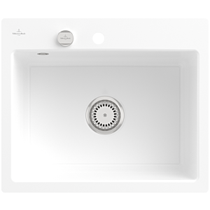 Villeroy and Boch Subway flush-mounted sink 33092FKG with waste set and eccentric operation, Snow White
