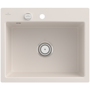 Villeroy und Boch Subway Flächenbündige Spüle 33092FKR mit Ablaufgarnitur und Excenterbetätigung, Crema