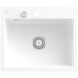 Villeroy und Boch Subway Flächenbündige Spüle 33092FR1 mit Ablaufgarnitur und Excenterbetätigung, weiß