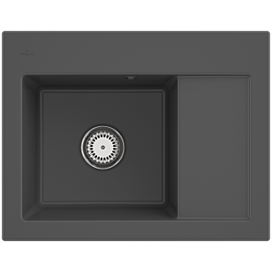 Évier encastrable compact Villeroy et Boch Subway 45 331201i4 à gauche, avec garniture de vidage , commande manuelle, 650 x 510 mm, graphite CeramicPlus