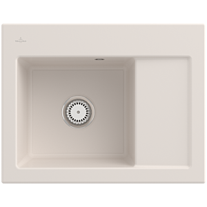 Villeroy und Boch Subway 45 Compact Einbauspüle 331201KR links, mit Ablaufgarnitur, Handbetätigung, 650 x 510 mm, crema CeramicPlus