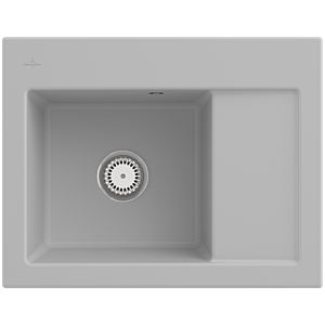 Évier encastrable compact Villeroy et Boch Subway 45 331201SM gauche, avec garniture de vidage , commande manuelle, 650 x 510 mm, vapeur CeramicPlus